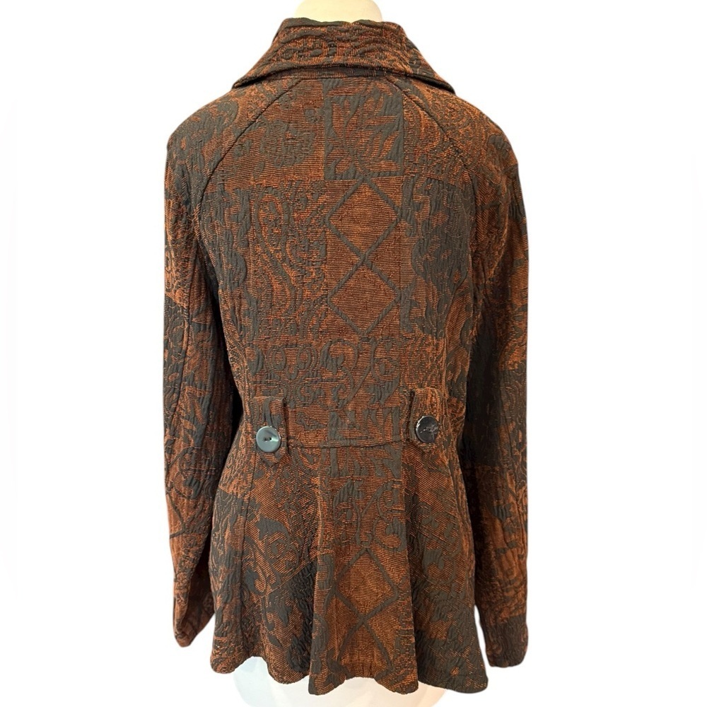 Vintage CMC Color Me Cotton Tapestry Jacquard Jacket Blazer Brown Black Large - Picture 2 of 12